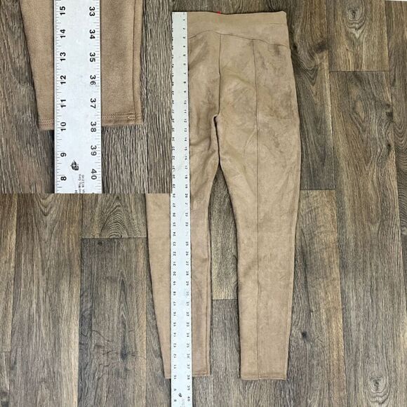 Spanx Women's Size L Camel High Waist Faux Suede Pull On Leggings Stretchy - Picture 9 of 17
